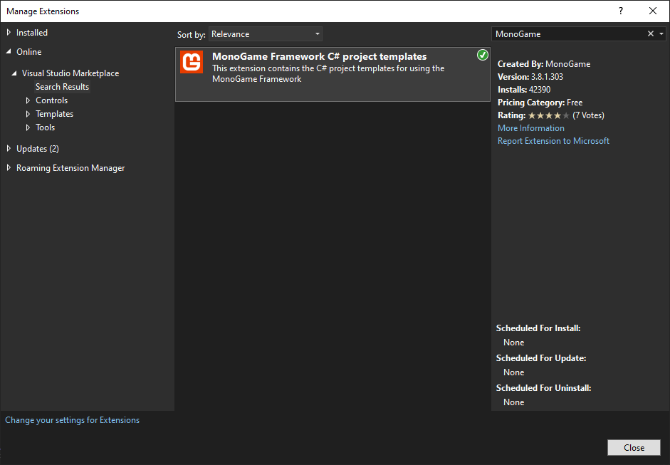 Visual Studio Extension Manager
